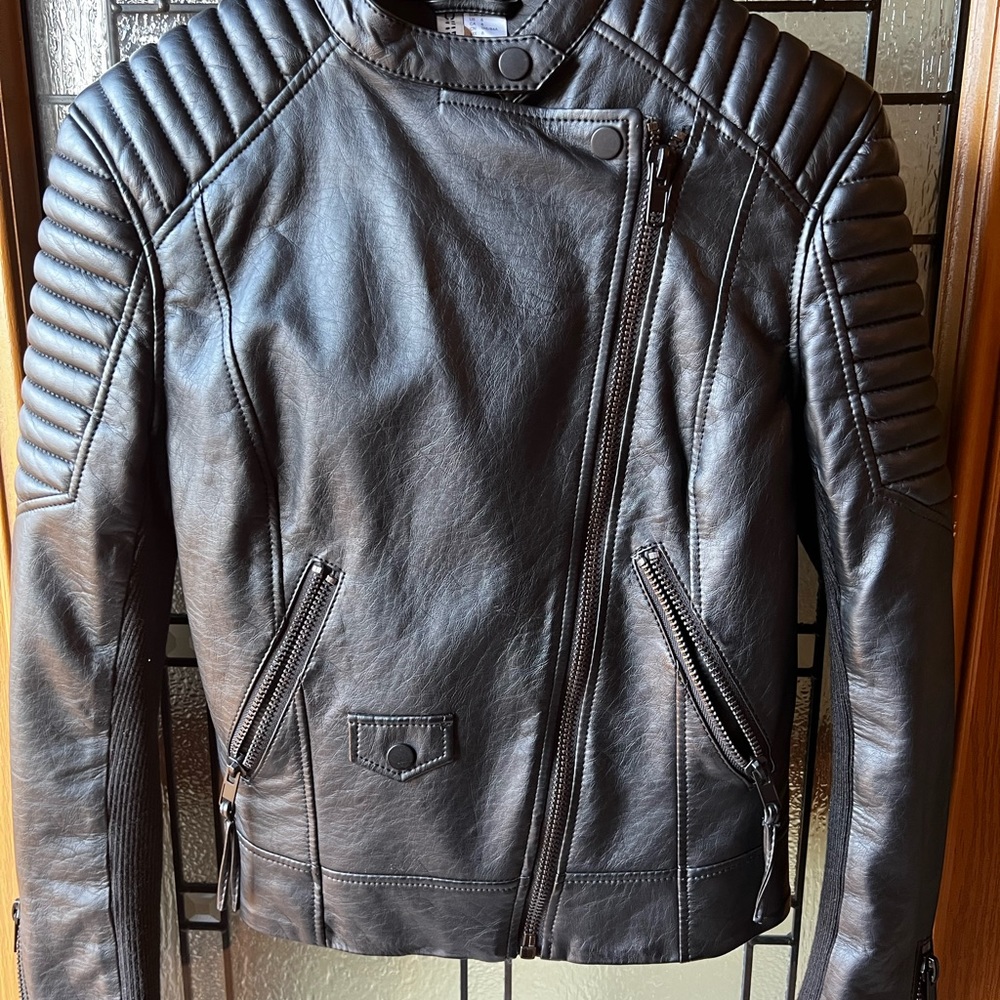 Black leather moto jacket
